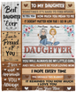 Customize NAME To my Daughter Plush Fleece Blanket - 50x60