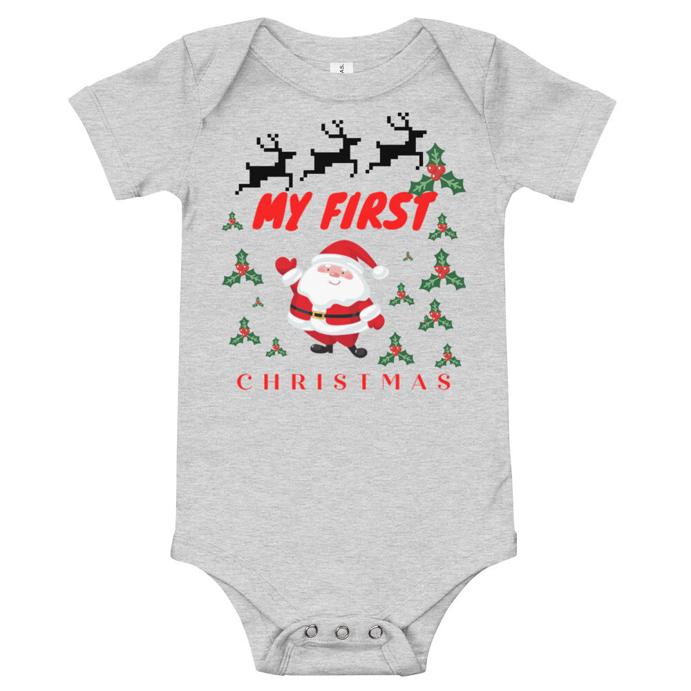 my first christmas Baby short sleeve one piece