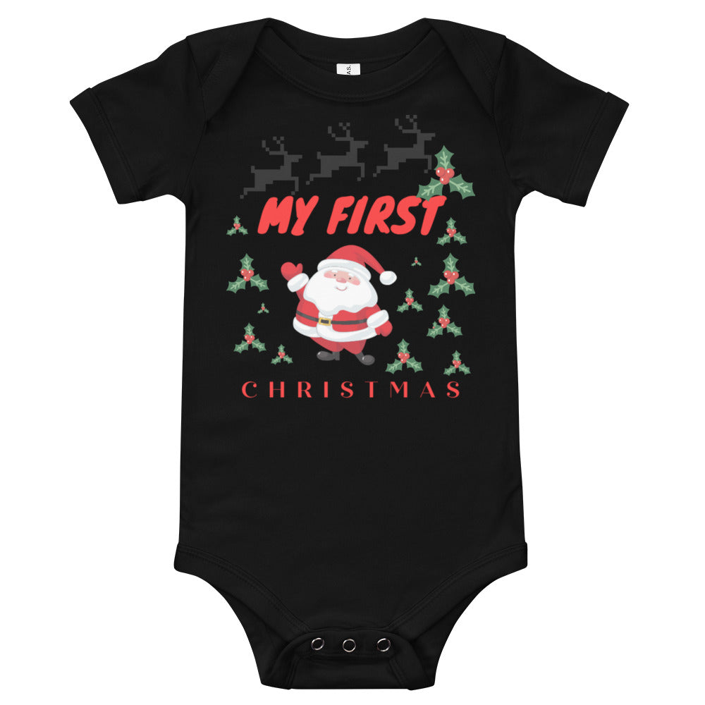 my first christmas Baby short sleeve one piece