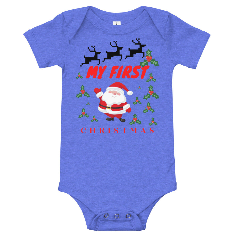 my first christmas Baby short sleeve one piece