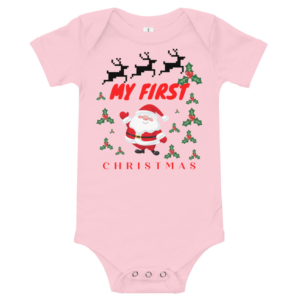 my first christmas Baby short sleeve one piece