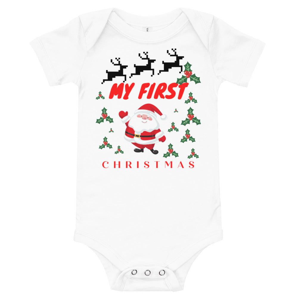 my first christmas Baby short sleeve one piece