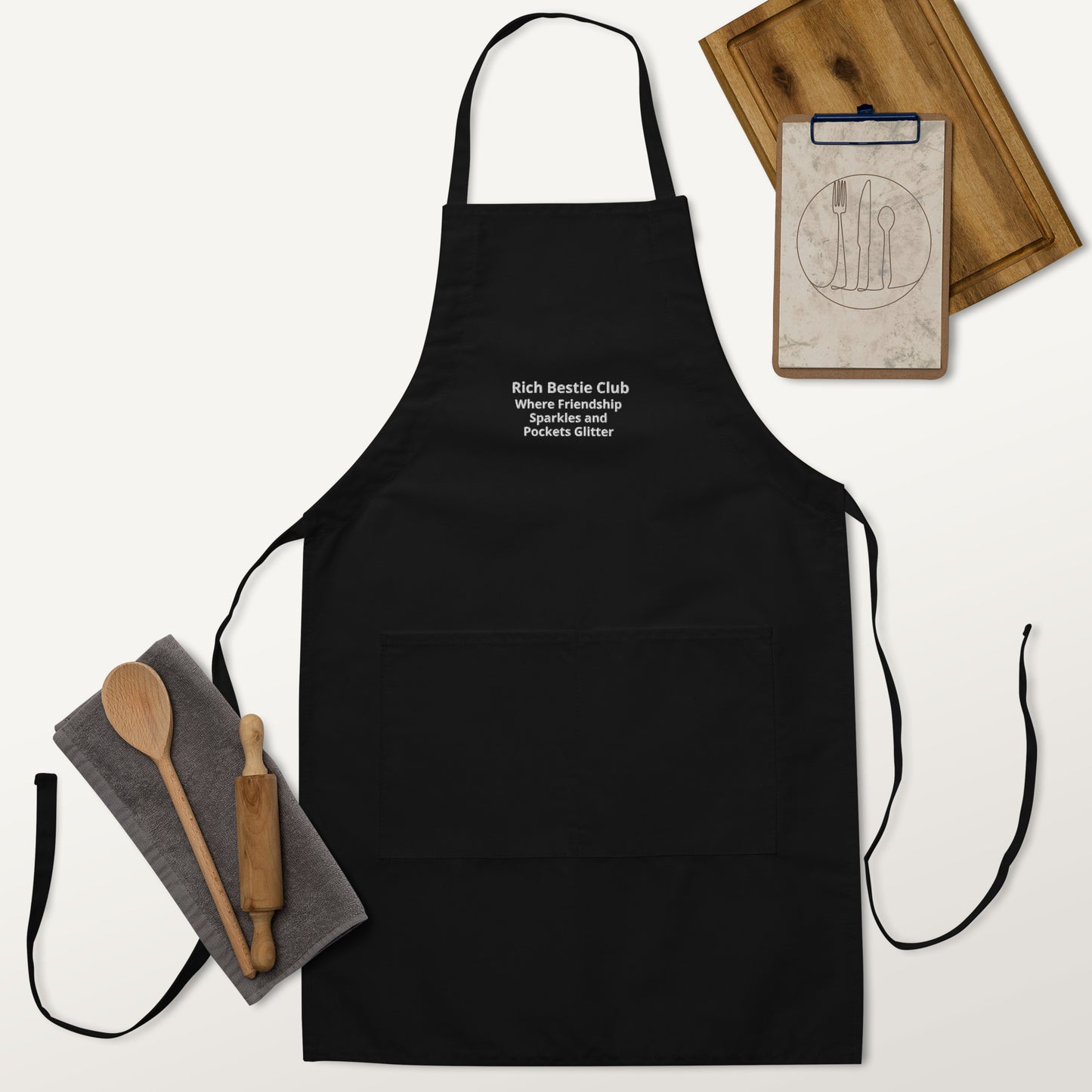 Rich Bestie Club Embroidered Apron