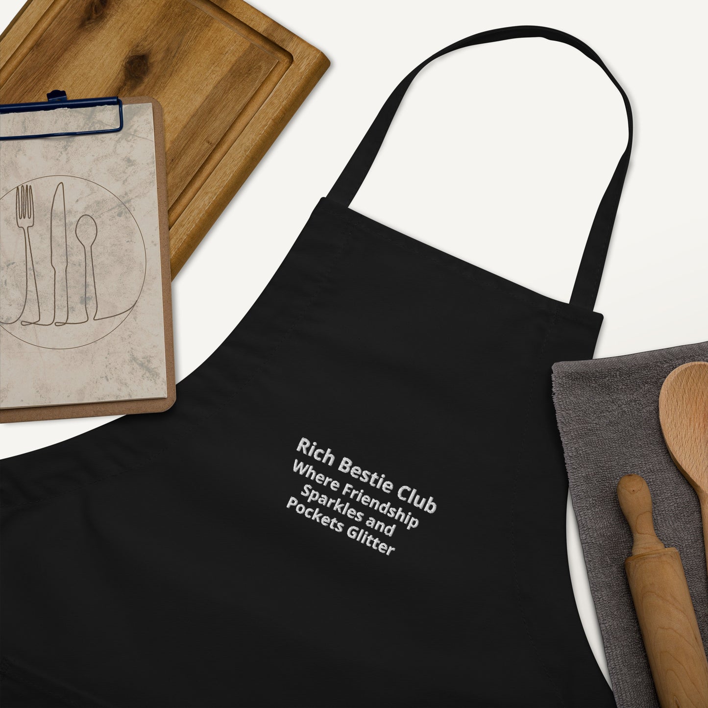 Rich Bestie Club Embroidered Apron