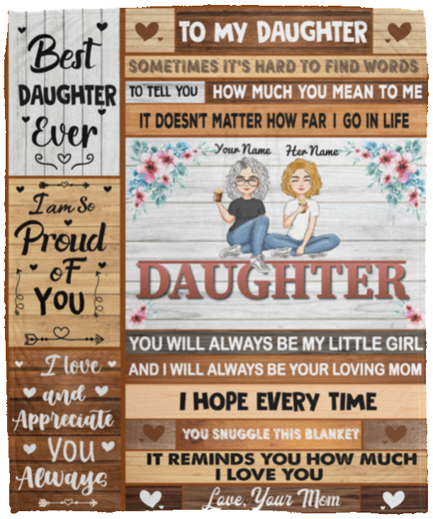 Customize NAME To my Daughter  Plush Fleece Blanket - 50x60