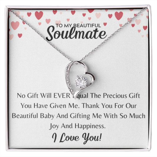 Soulmate heart necklace, push gift, baby gift, anniversary gift, Holiday gift