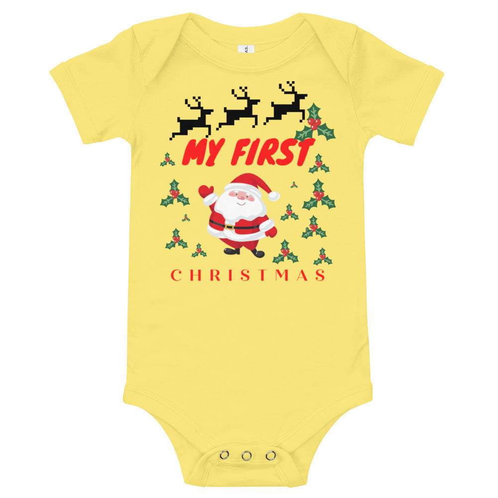 my first christmas Baby short sleeve one piece