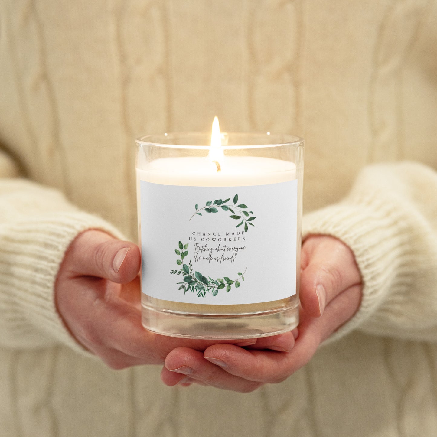 Chance made us coworkers Glass jar soy wax candle
